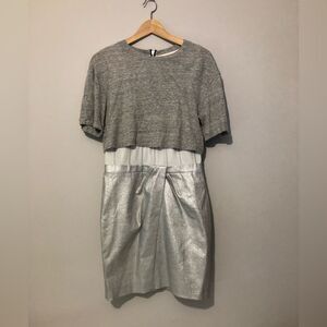 RtA Naomi Corset Waist Gray and Metallic Silver Women’s Medium Dress
